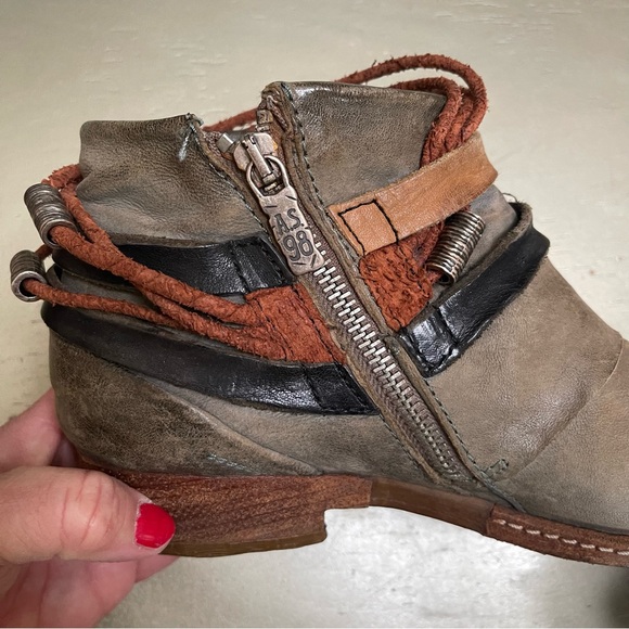 A.S.98 AS98  Braided Woven Strappy Biker Moto Ankle Boots 9 9.5 - Picture 12 of 14